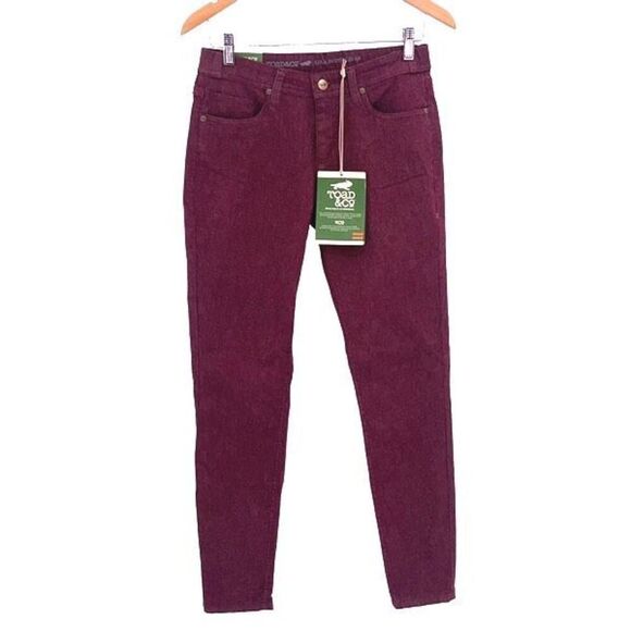 Toad & Co Womens Mid Rise Lola Slim Fit Straight Skinny Jeans Burgundy Sz 4 NWT - Picture 1 of 10